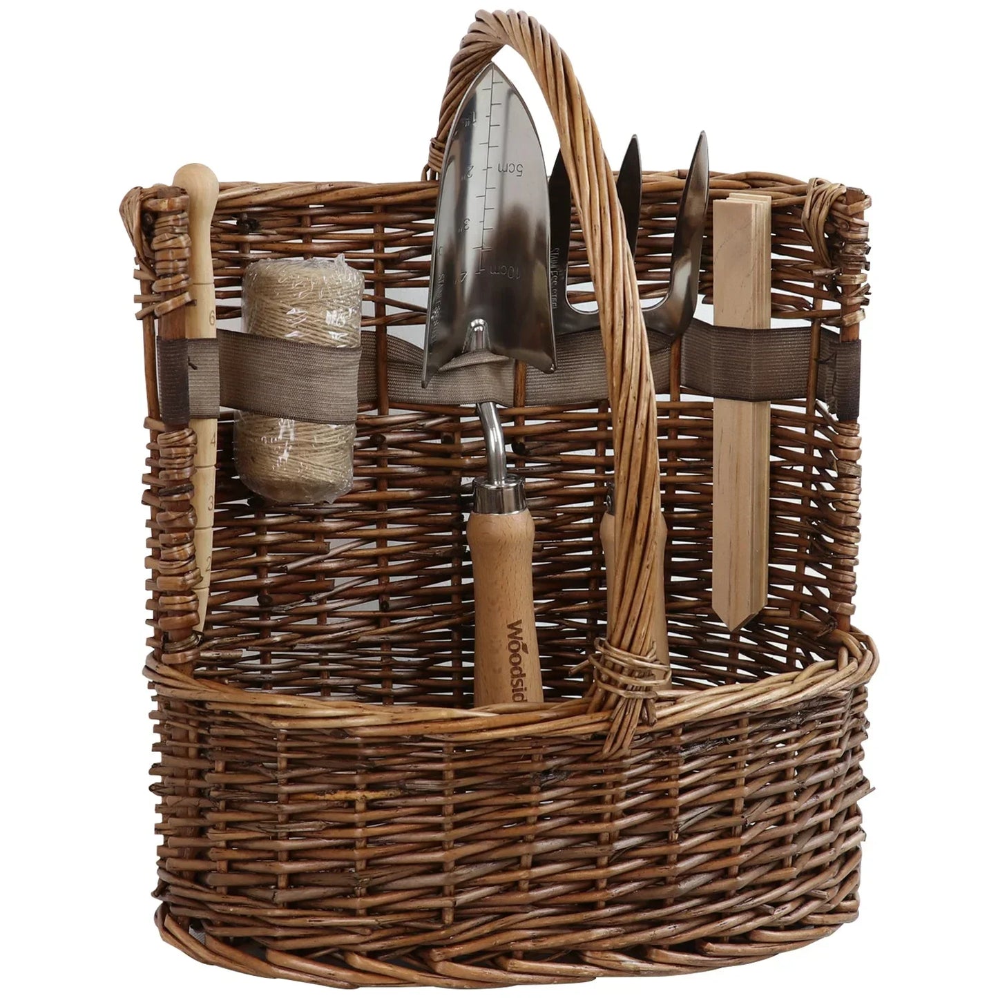 aleccur Willow Tool Basket/Trug with Garden Hand Tools Trowel/Fork/Dibber
