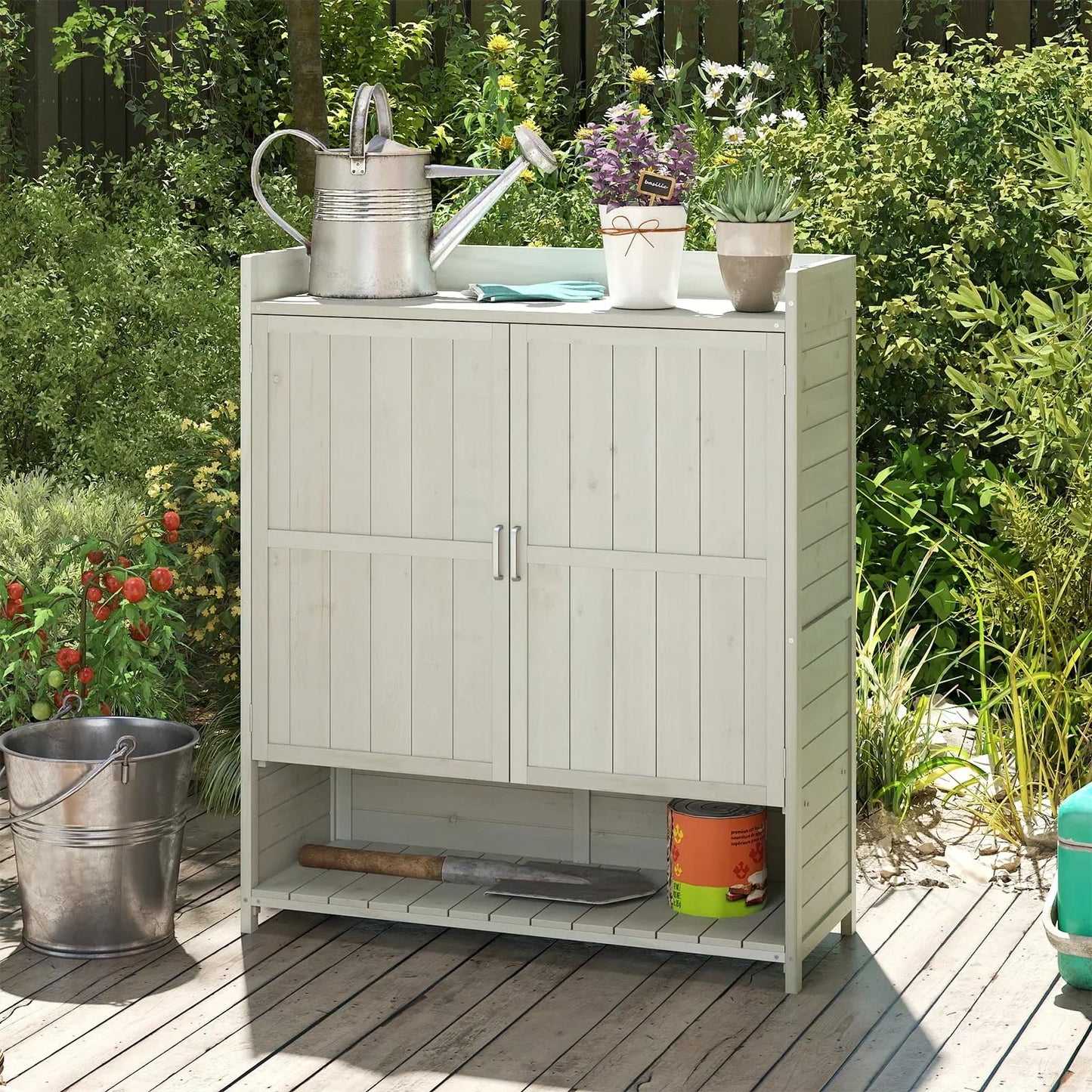 Wooden Garden Shed, Outdoor Tool Storage Shed with Removable Shelves