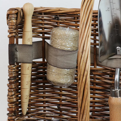 aleccur Willow Tool Basket/Trug with Garden Hand Tools Trowel/Fork/Dibber