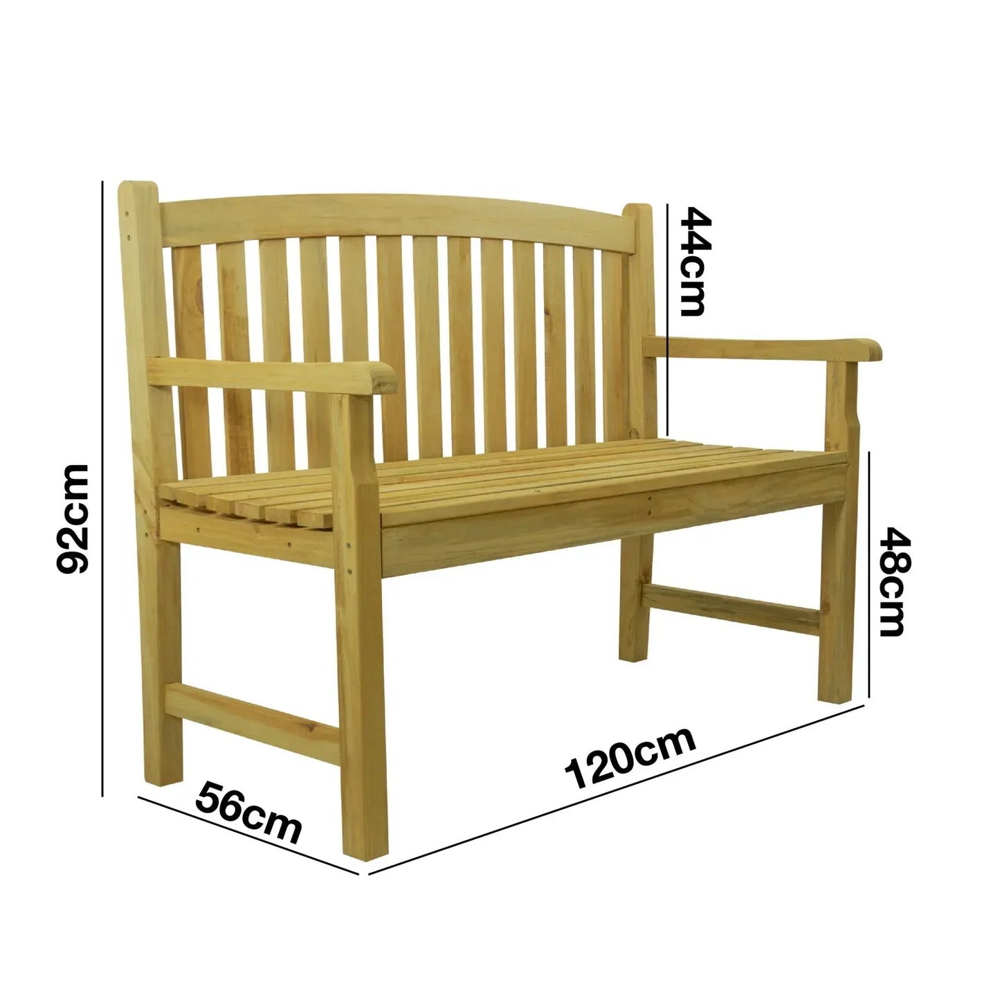 aleccur Narford Outdoor Wooden 2 Seater Bench Garden Patio Furniture
