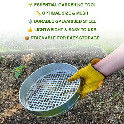 aleccur Heavy Duty Garden Riddle, 30cm Potting Sieve, Mesh Soil/Compost Sift