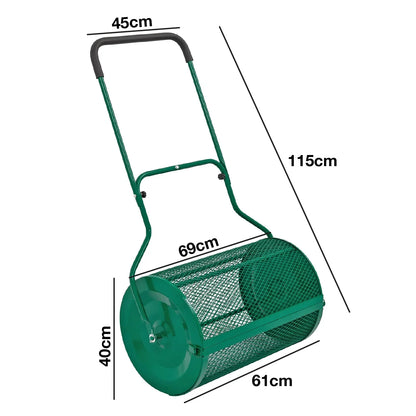 aleccur 76L Lawn Compost Spreader Top Dress Soil/Fertiliser/Seed Heavy Duty Garden Roller