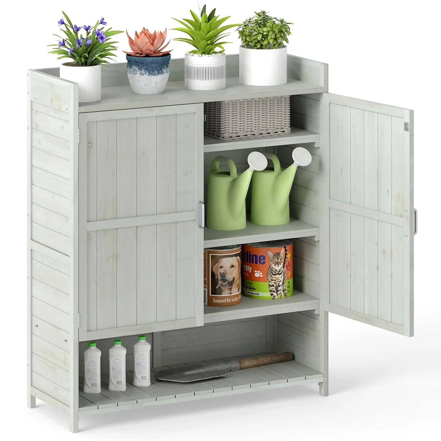 Wooden Garden Shed, Outdoor Tool Storage Shed with Removable Shelves