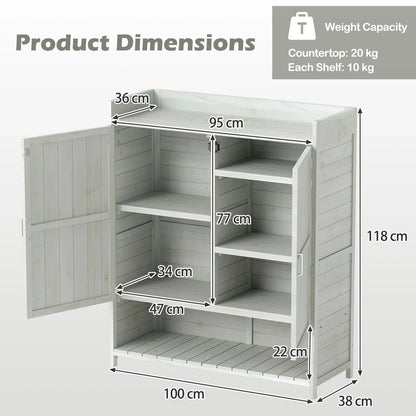 Wooden Garden Shed, Outdoor Tool Storage Shed with Removable Shelves