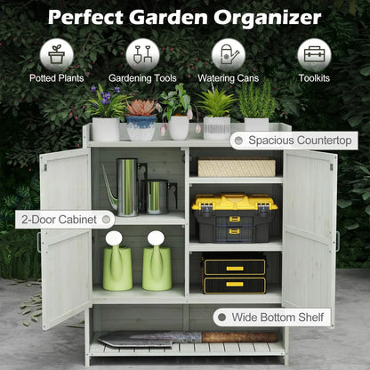 Wooden Garden Shed, Outdoor Tool Storage Shed with Removable Shelves