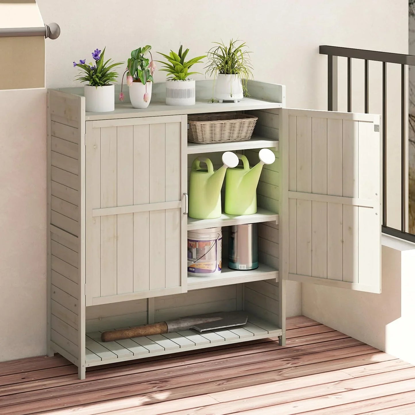 Wooden Garden Shed, Outdoor Tool Storage Shed with Removable Shelves